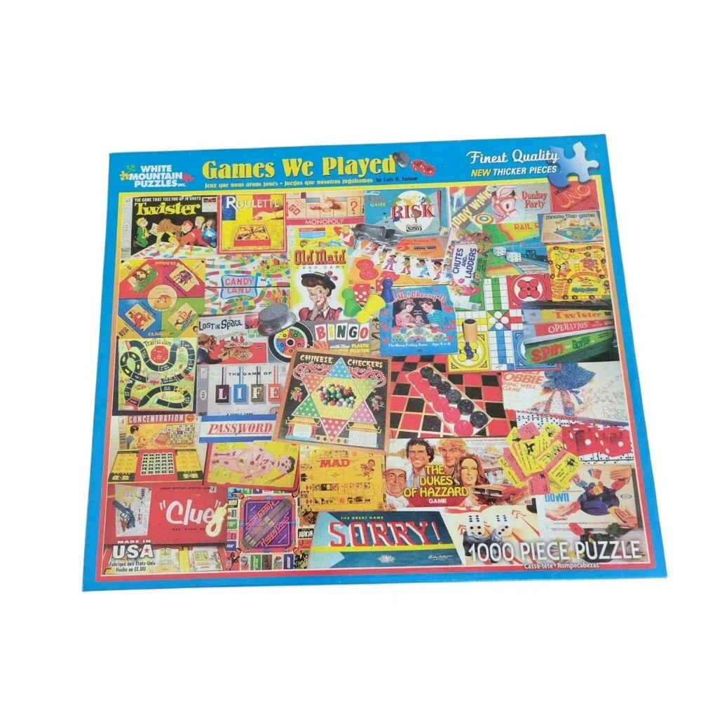 2013 White Mountain 1000 Piece Puzzle Games We Played #9245 EUC Complete